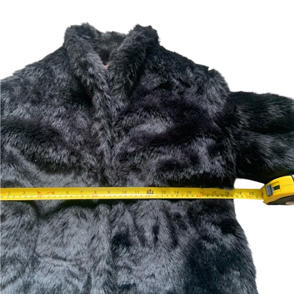 Costa Blanca Black Faux Fur Jacket with Ribbon Tie Size 8 - Picture 7 of 7